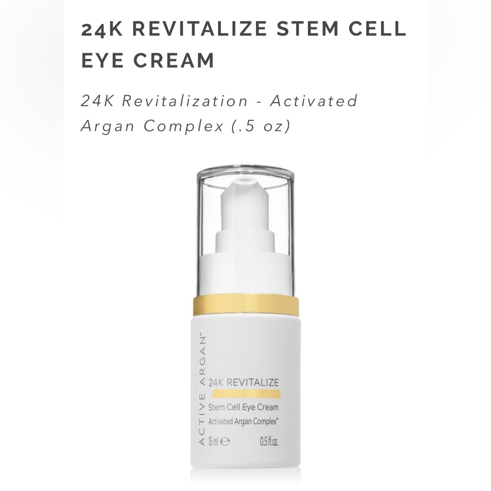 New Active Argan 24K Revitalize Stem Cell Eye Cream Activated Argan Complex